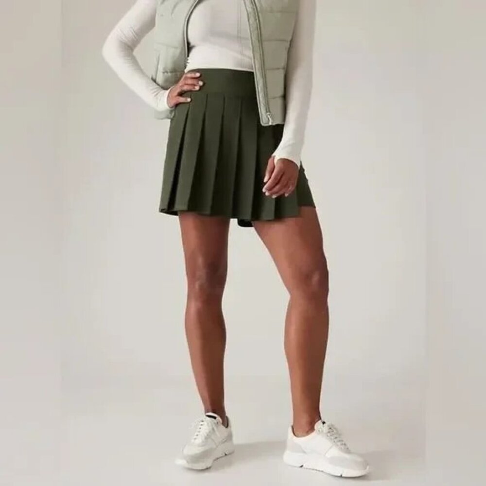 New ATHLETA 10 Endless Pleated Skort Olive Green Size 10 - Picture 4 of 6